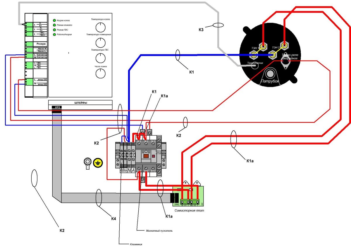 Электрокотел ЭОВ-4/2 схема подключения