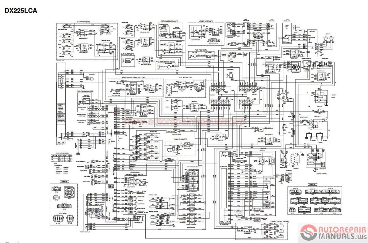 Электросхема экскаватор Дусан 340