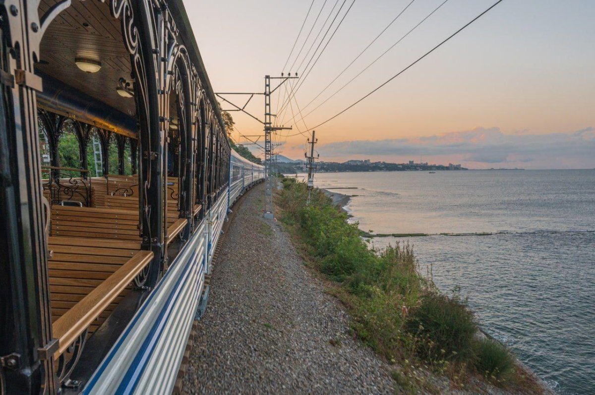 Ретро поезд Туапсе Гагра открытый вагон