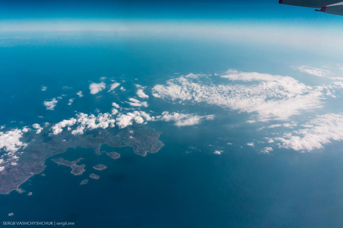 Вид с самолета на океан