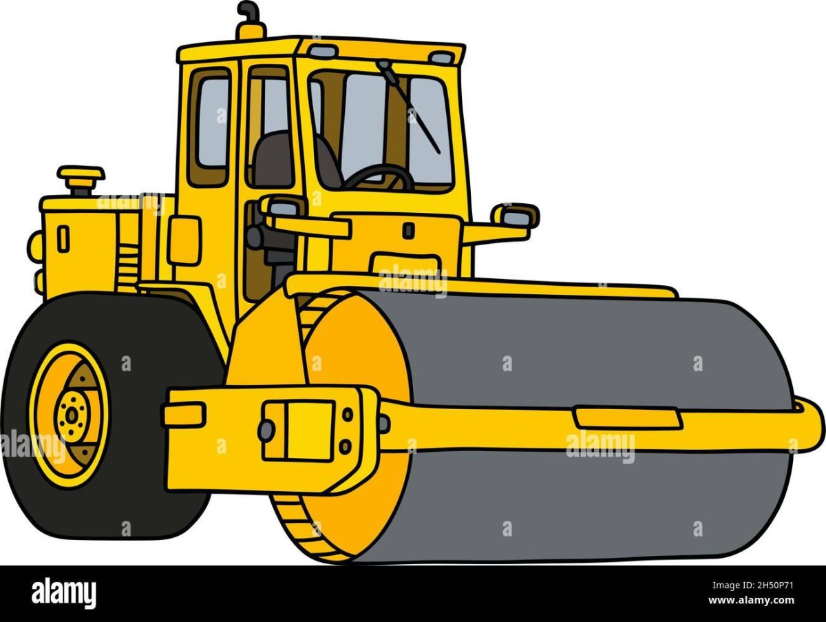 Асфальтовый каток на белом фоне