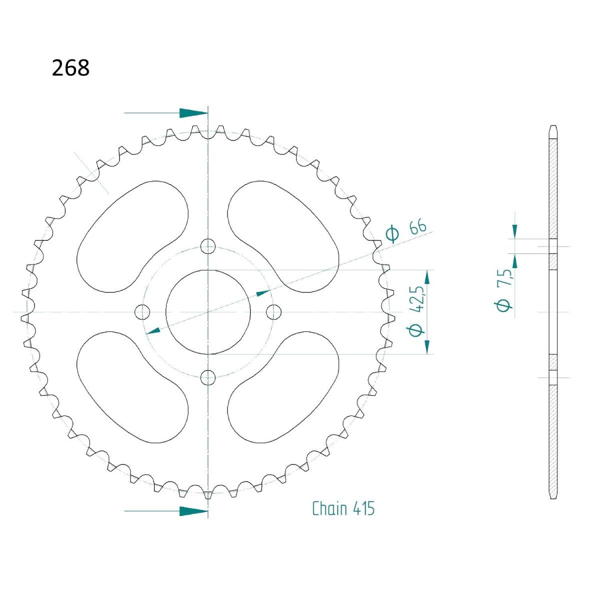 Велосипедная Звездочка 8 зубьев чертеж