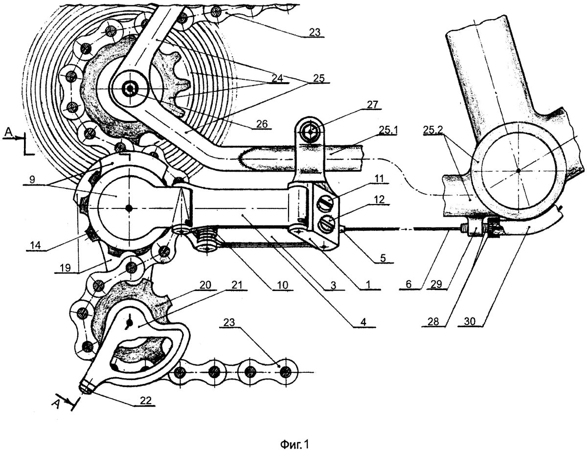 Чертеж заднего переключателя велосипеда