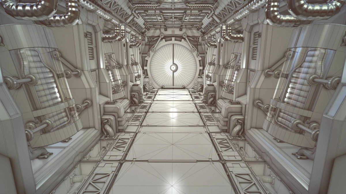 Коридор космического корабля будущего Sci-Fi