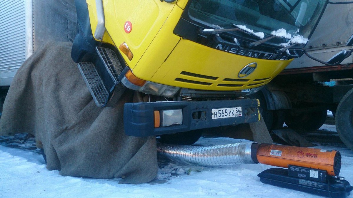 Отогрев авто тепловой пушкой