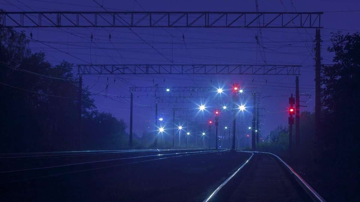 Железная дорога ночью