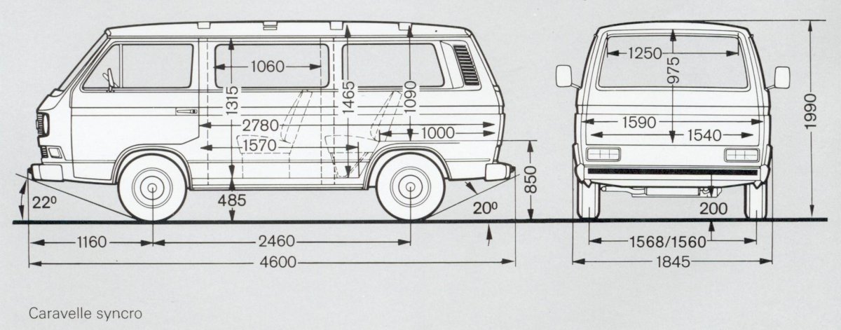Volkswagen Transporter t3 габариты салона