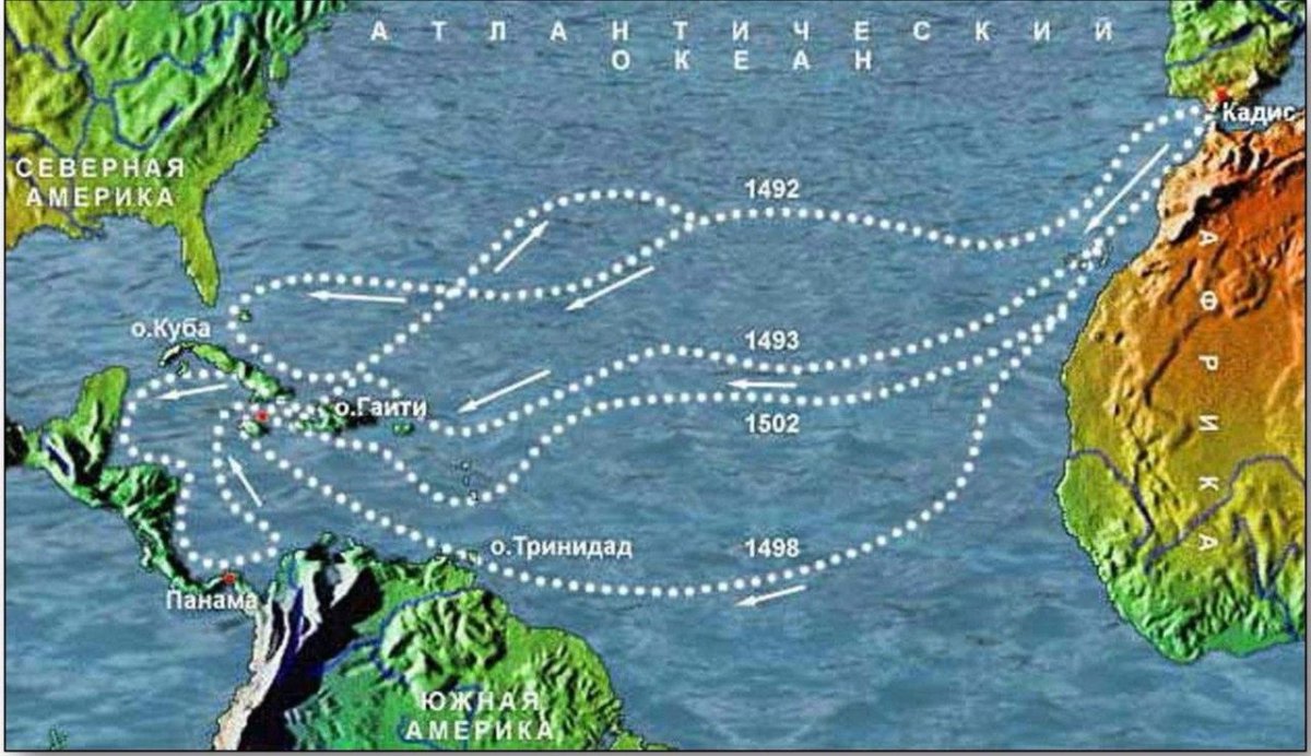 Путь Христофора Колумба в 1492
