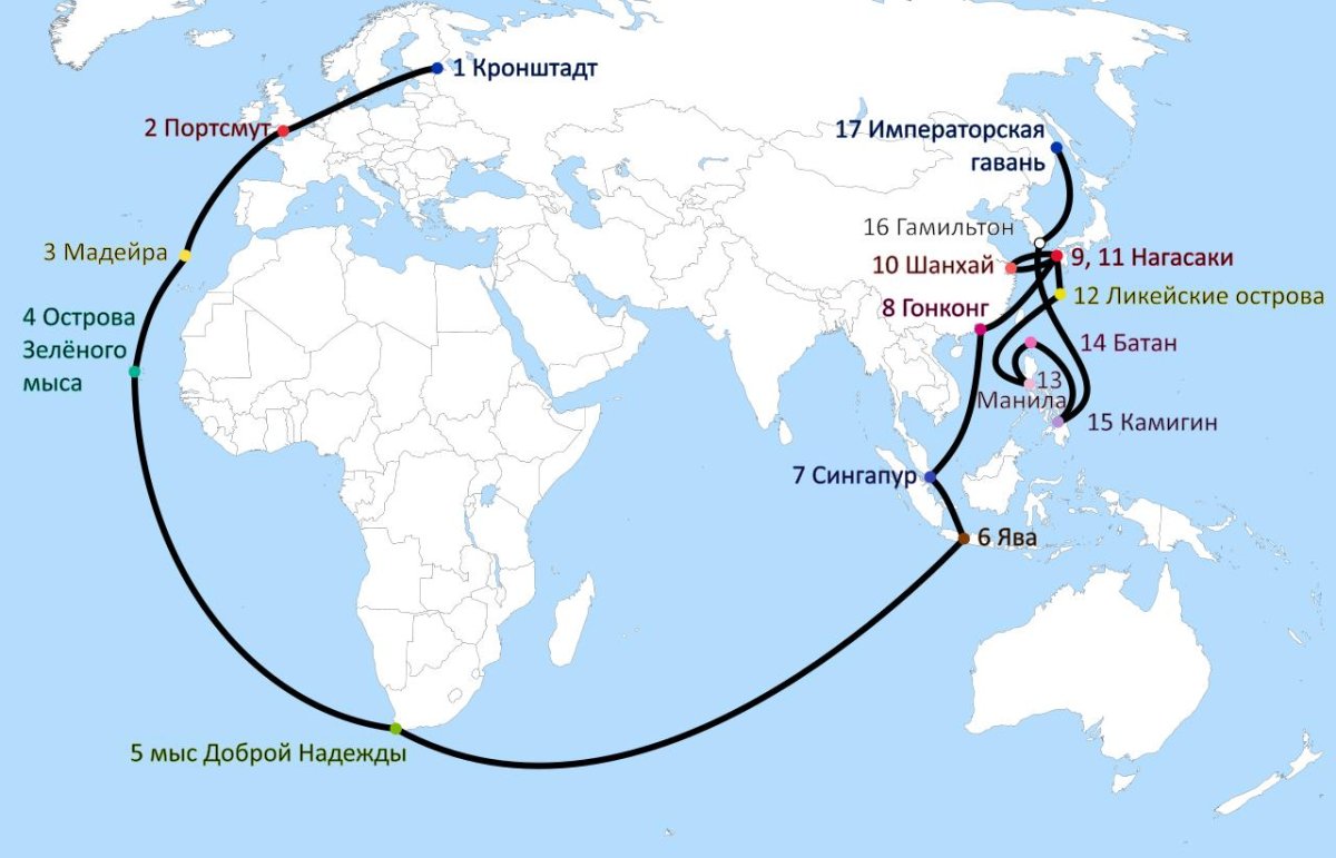 Фрегат Паллада Гончаров маршрут
