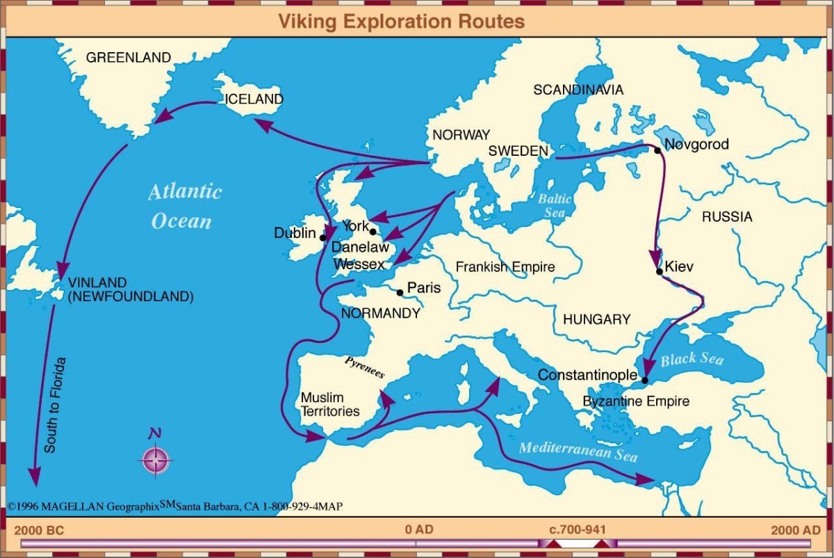 Маршруты путешествий: норманнов (викингов)