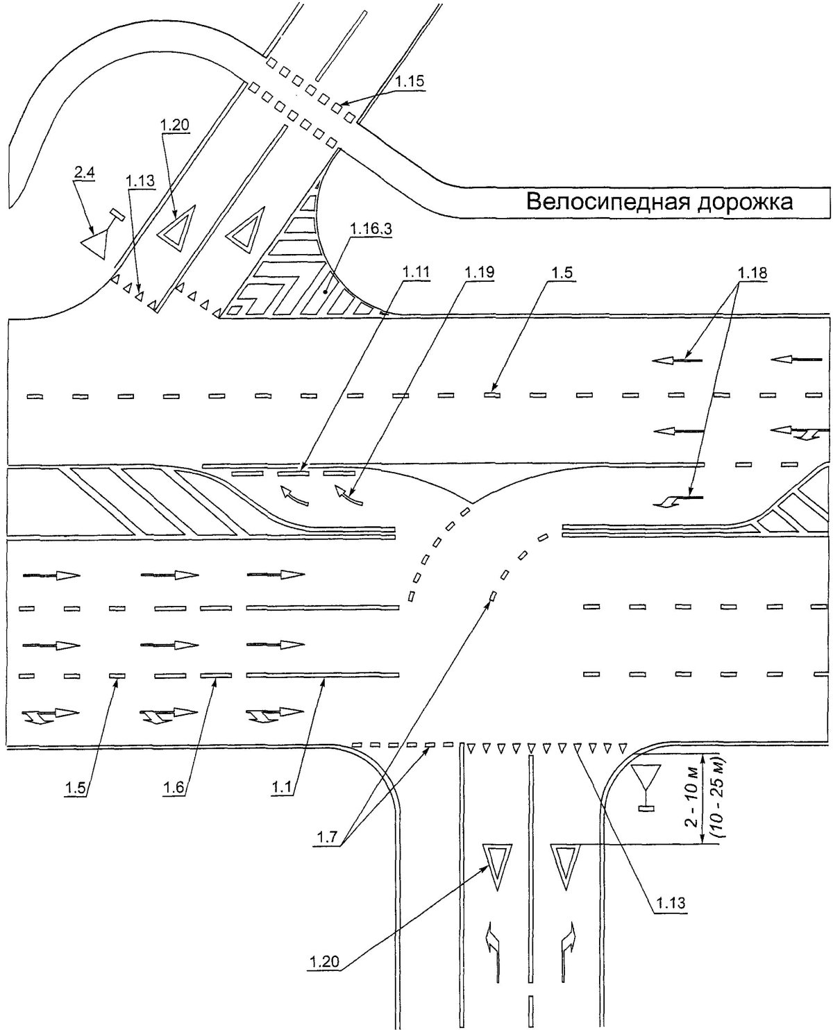 Схема нанесения разметки 1.13