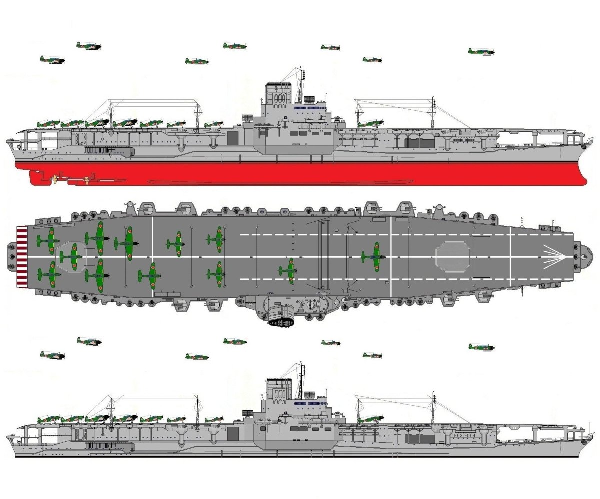 Авианосцы Японии второй мировой войны чертежи