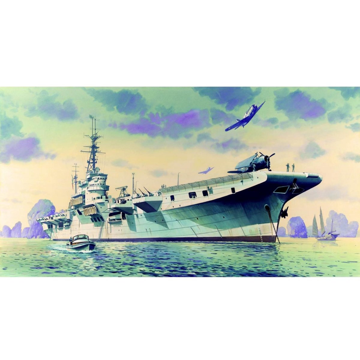 Heller 81090 сборная модель корабля Arromanches / HMS Colossus (1:400)