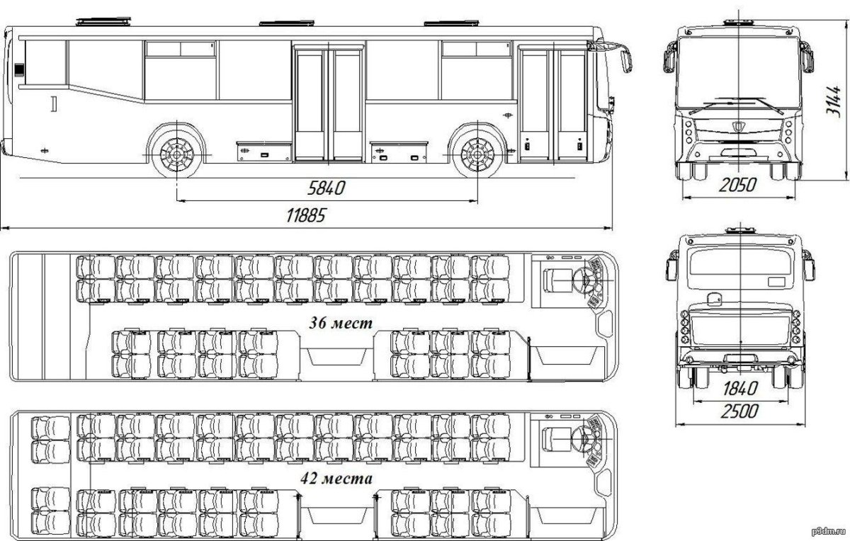 Габариты автобуса НЕФАЗ 5299
