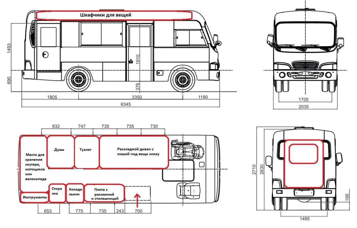 Автобус Hyundai County габариты