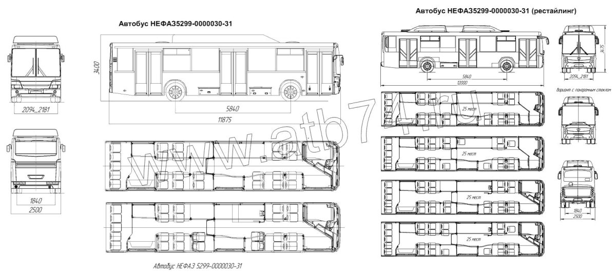Габариты автобуса НЕФАЗ 5299