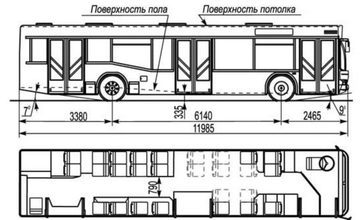 Автобус МАЗ 206 чертеж