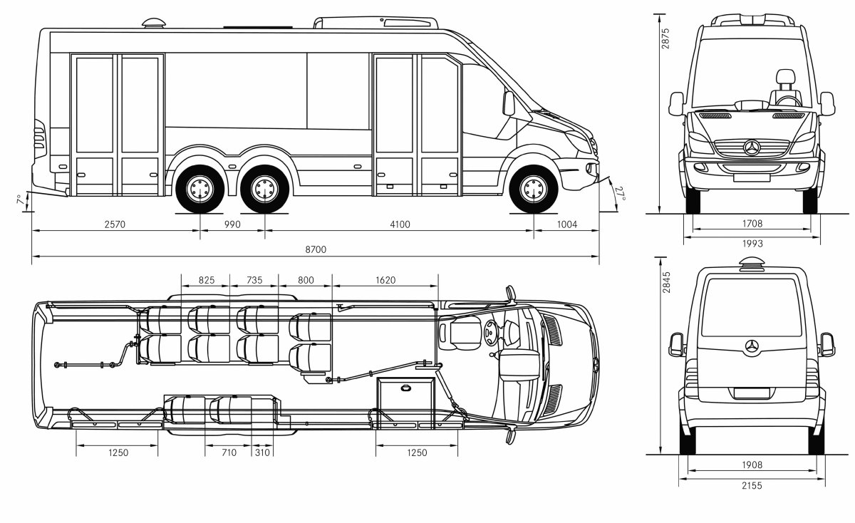 Мерседес Бенц Спринтер габариты пассажирский