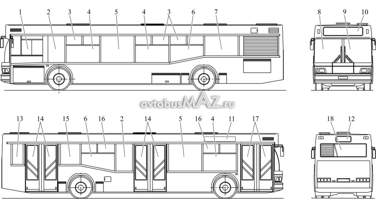 Автобус МАЗ 103 чертеж