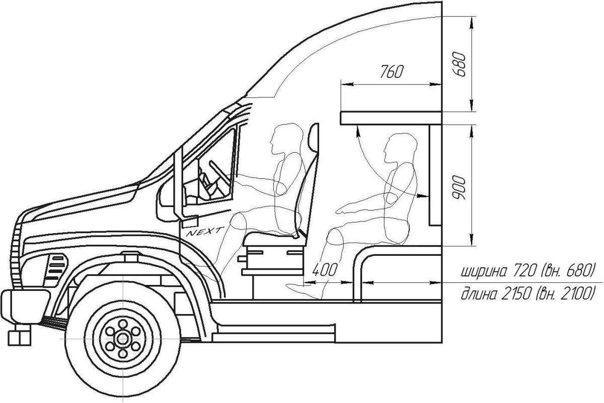 Ширина кабины газон Некст