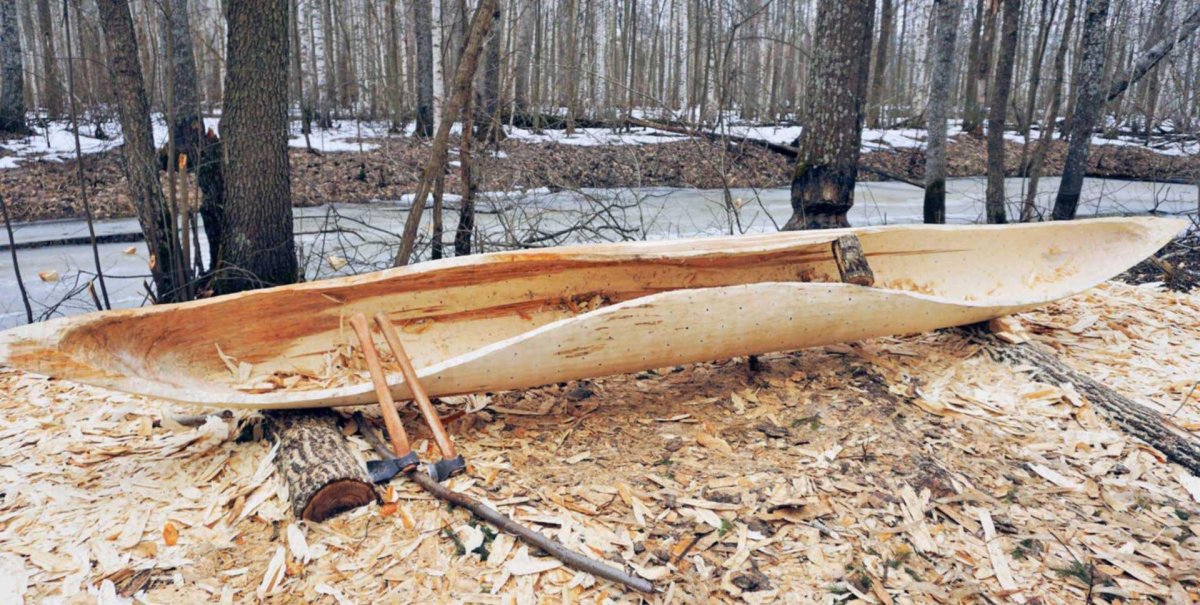 Лодка долбленка манси