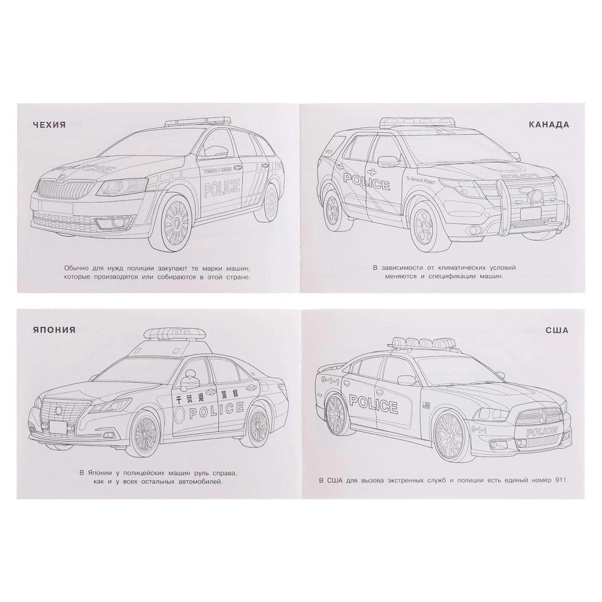 Раскраска полицейские машины мира