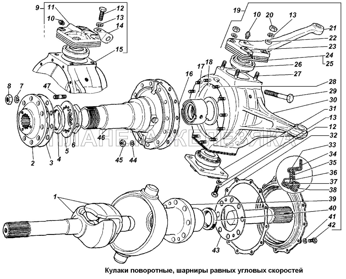 Цапфа кулака поворотного ГАЗ-3308,66