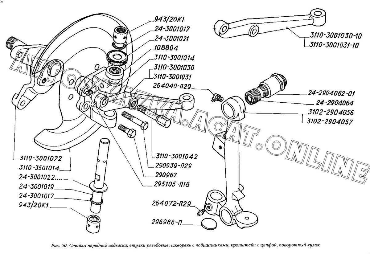 Шкворень ГАЗ 3110 схема