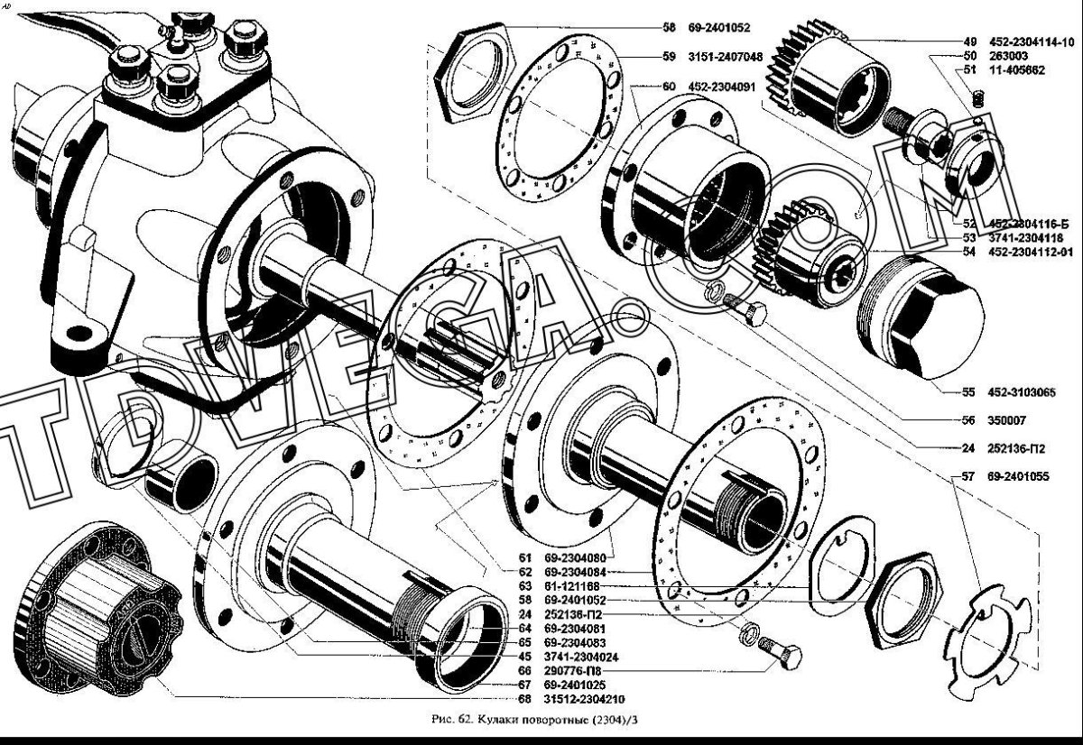 Схема поворотного кулака УАЗ 469