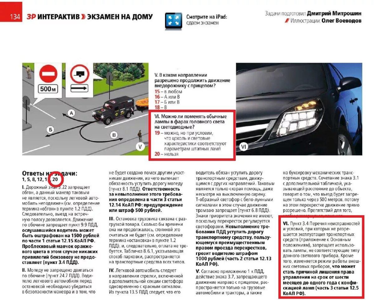 Штраф за лед лампы в фарах ближнего света