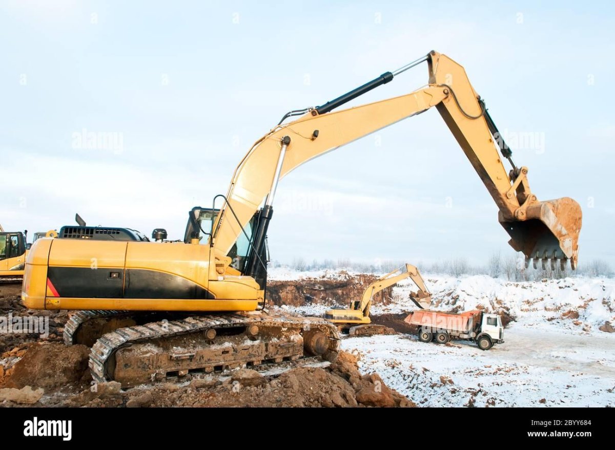 Экскаватор зима
