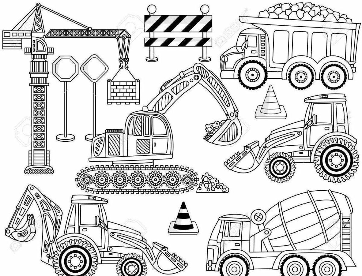Раскраска строительная техника