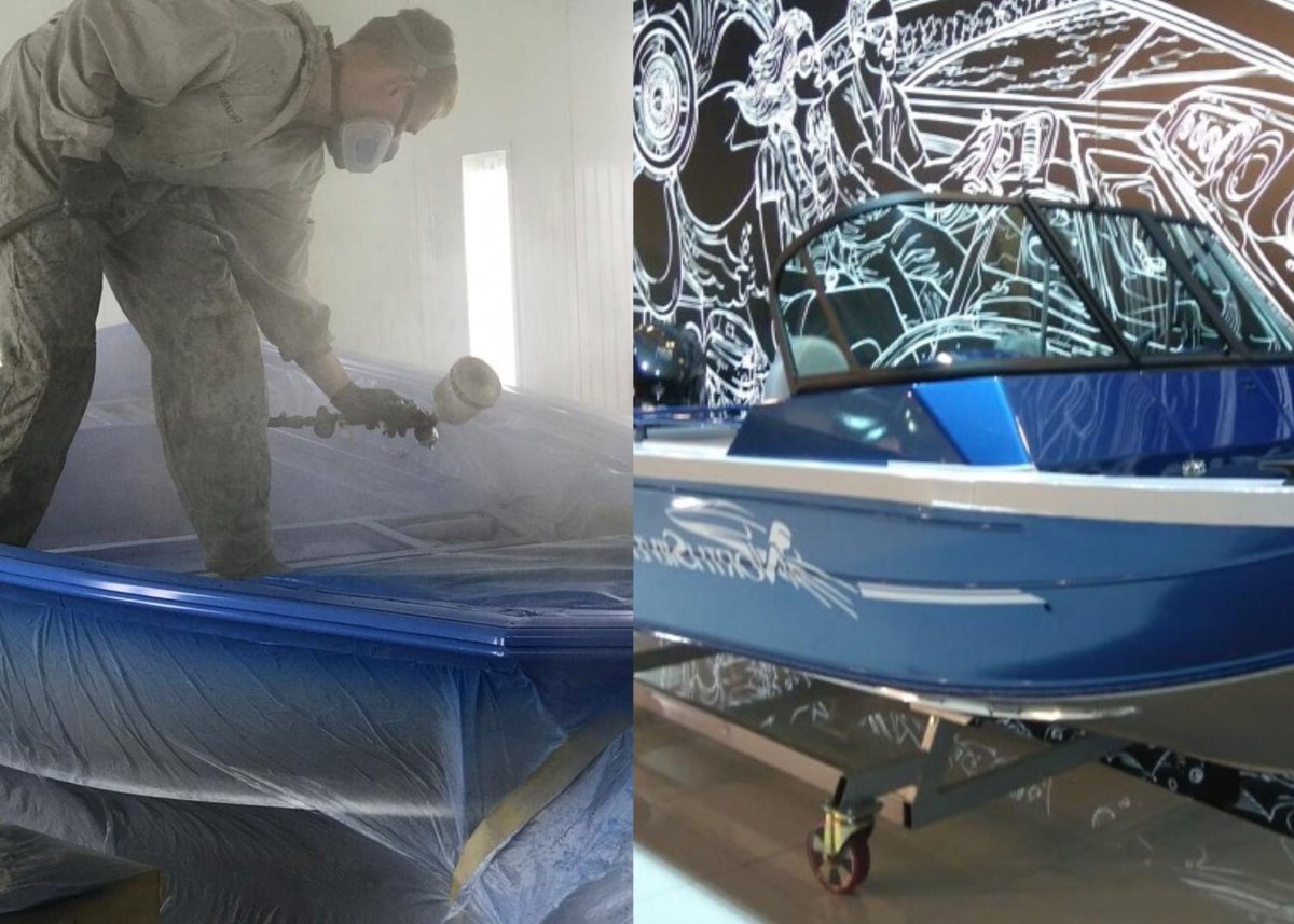 Покраска пластиковой лодки