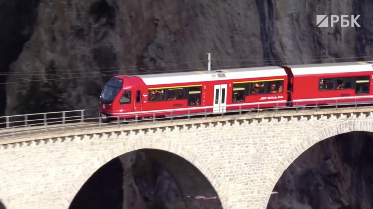 Длинный поезд в Швейцарии