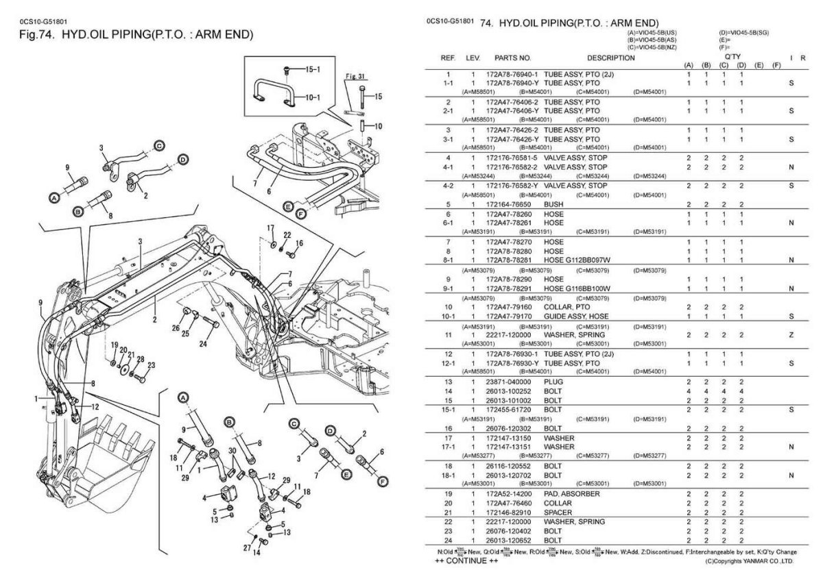 Схема Гидрораспределитель Янмар vio -40