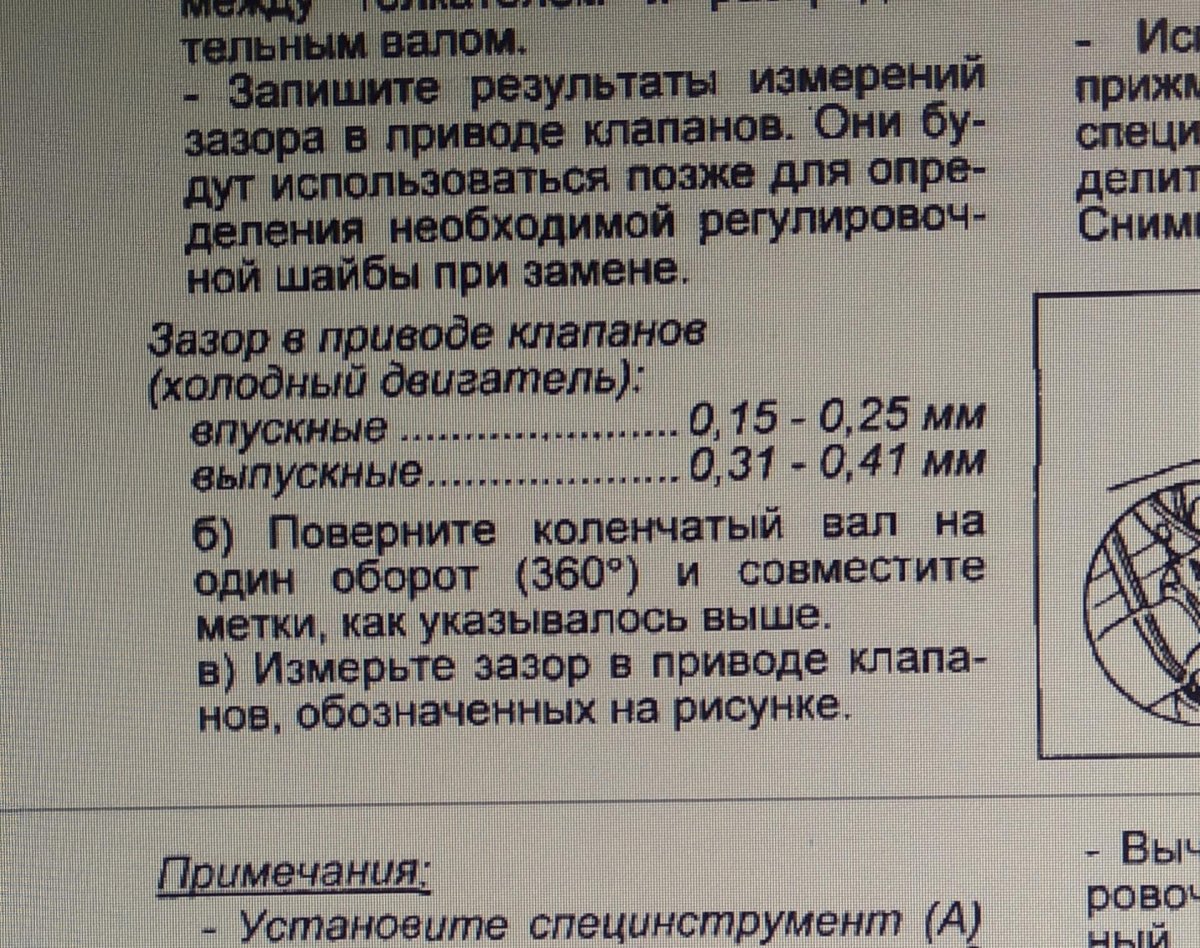 Зазоры клапанов 3s-Fe