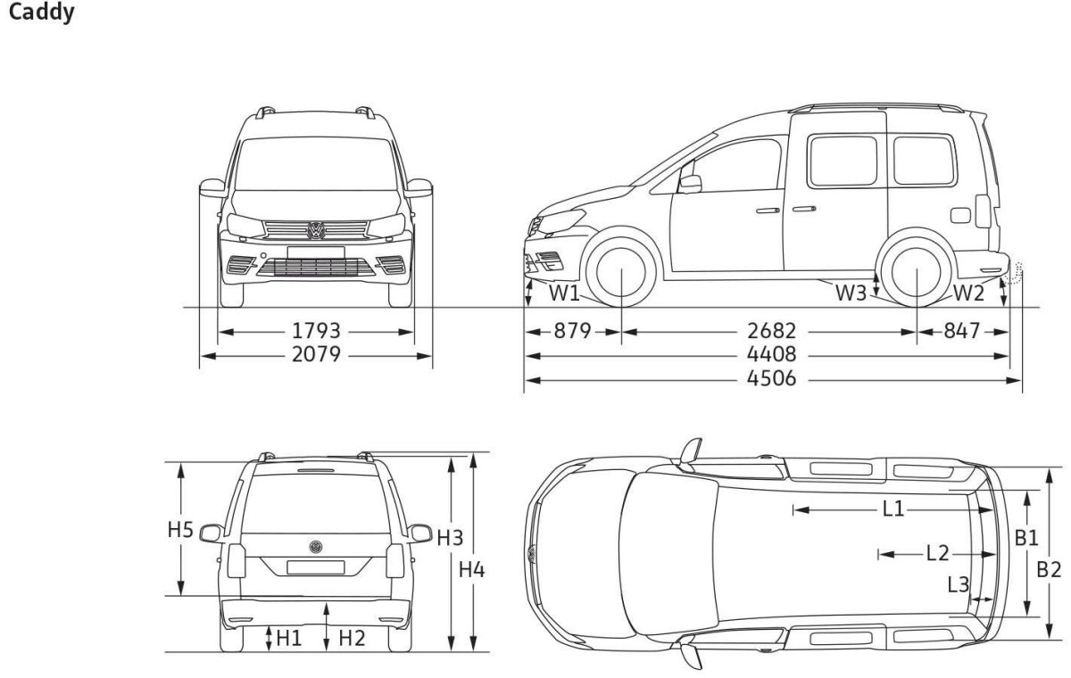 Фольксваген Кадди габариты кузова