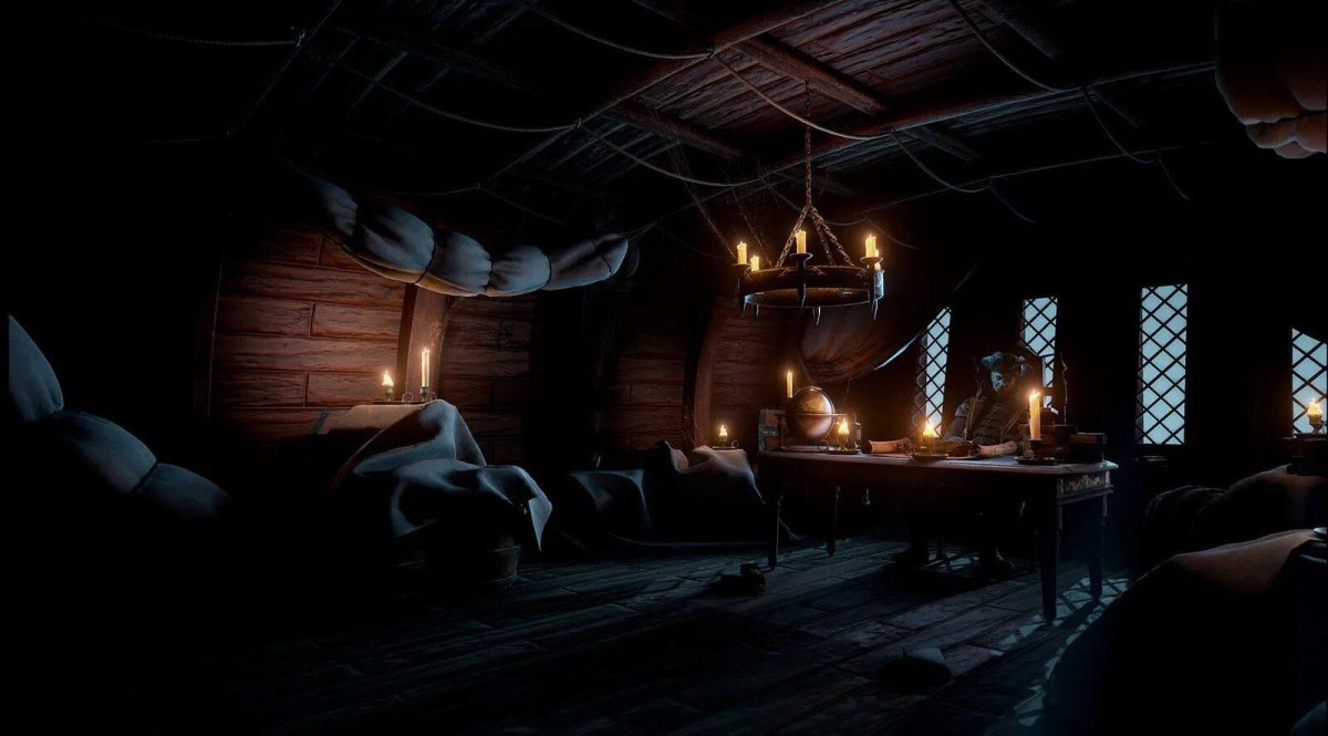 Каюта капитана пиратского корабля интерьер