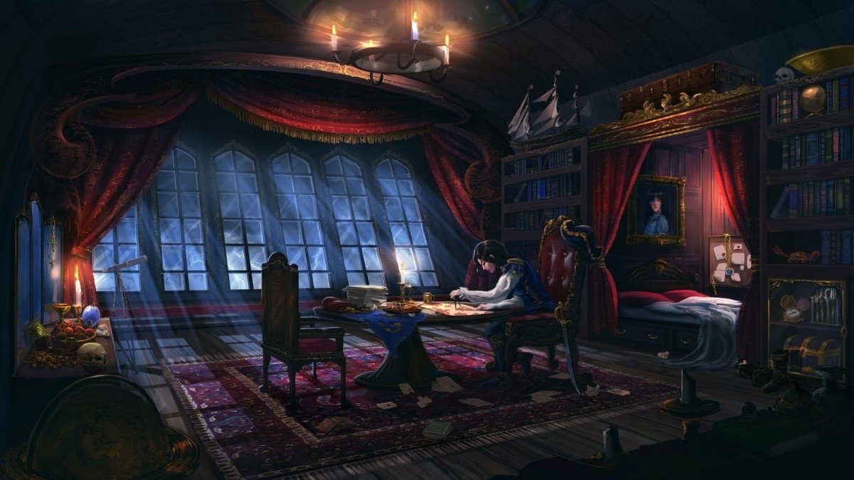 Капитанская каюта пиратского корабля 17в