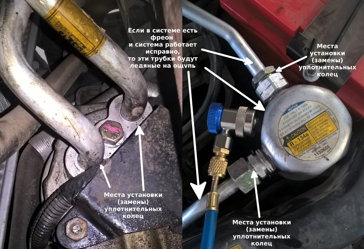 Заправочные штуцера кондиционера трактора
