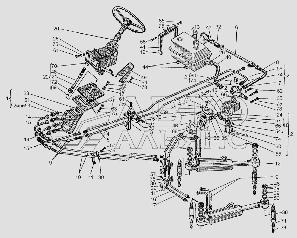 Рулевое управление трактора т 150