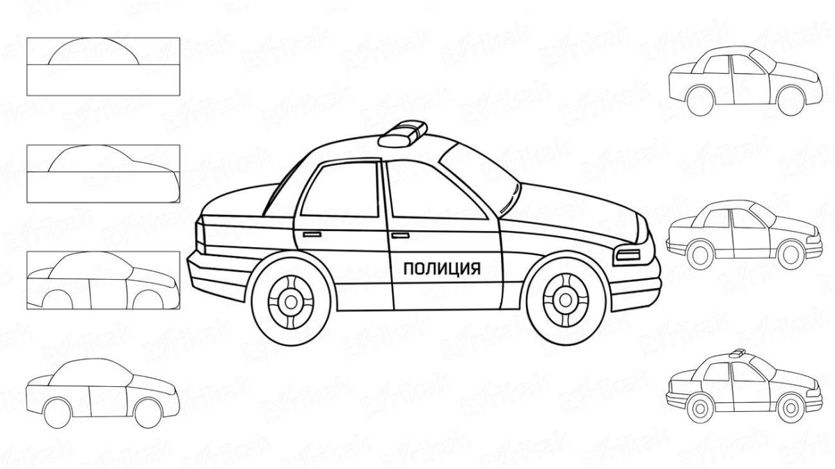 Нарисовать полицейскую машину