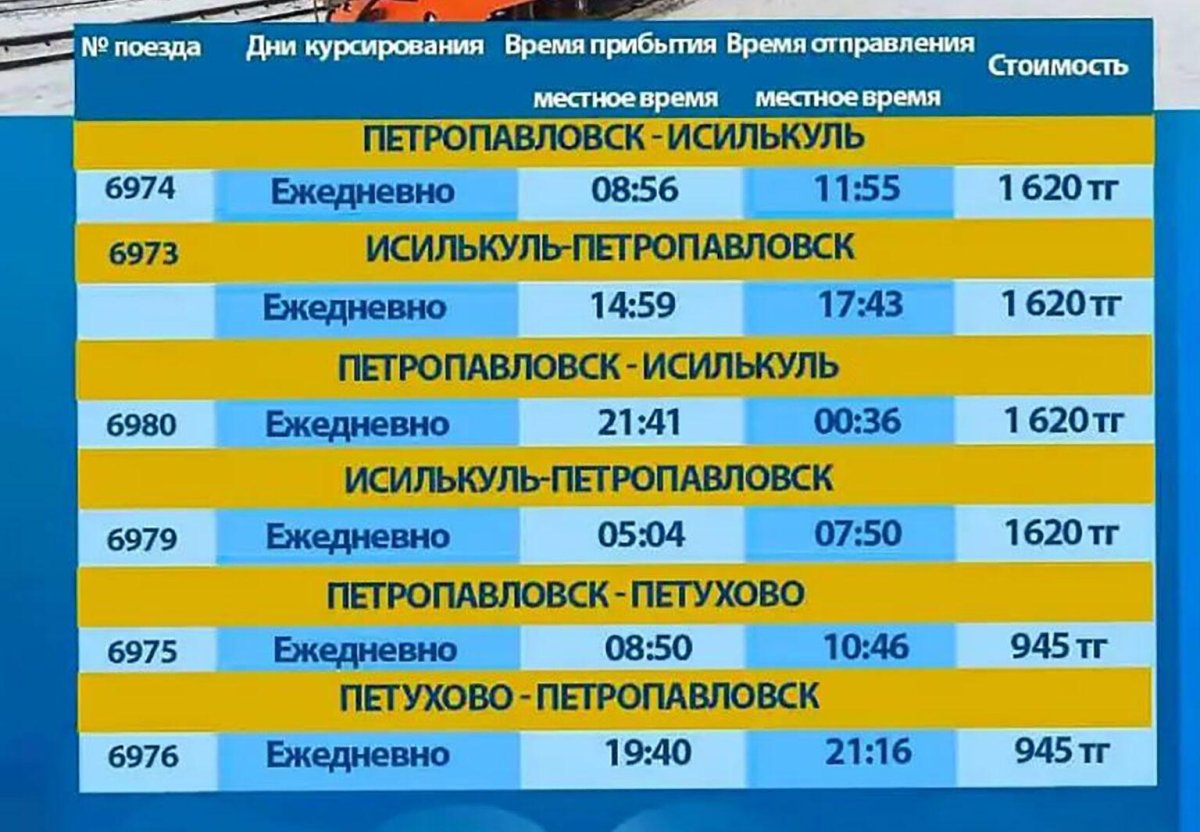 Петропавловск электричка