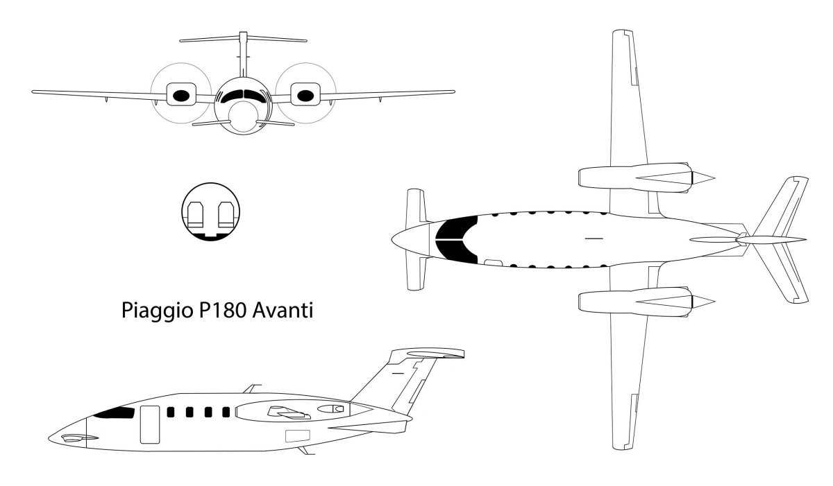 Чертежи Piaggio Avanti p180