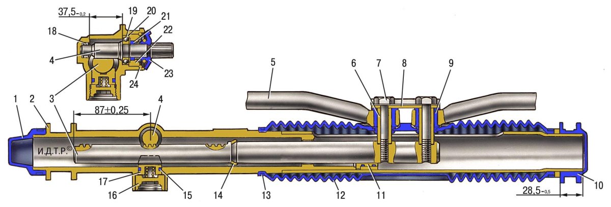 Чертеж рулевой рейки ВАЗ 2115