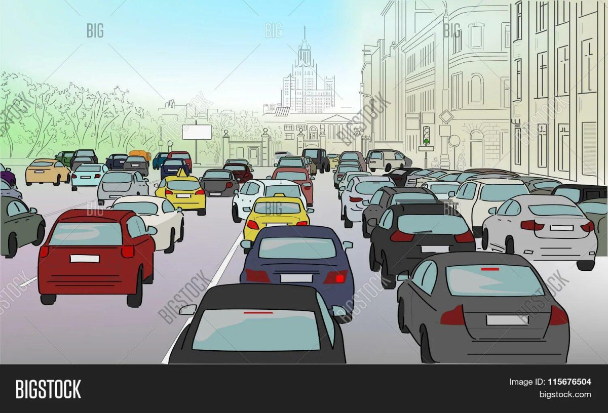 Мультяшная дорога с машиной