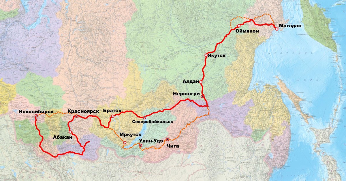 Трасса Хабаровск Якутск на карте