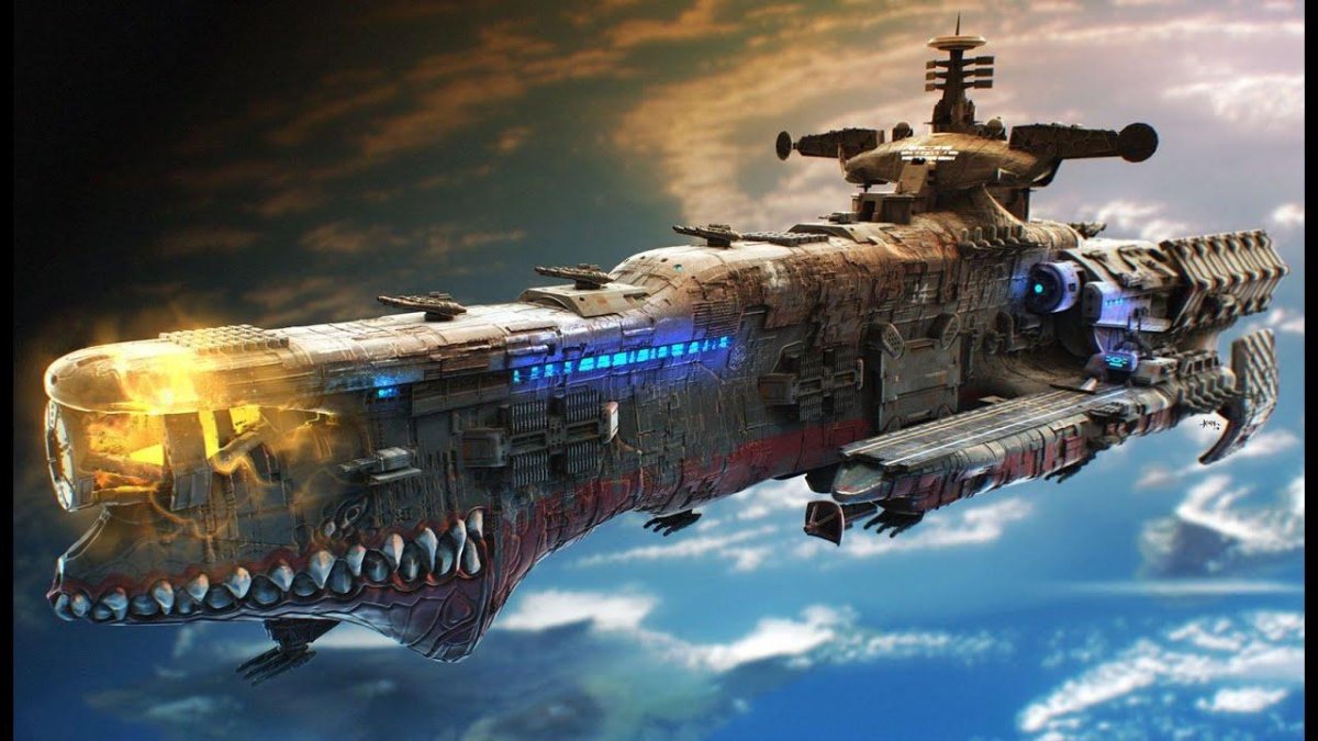 Космический линкор инопланетян Sci Fi