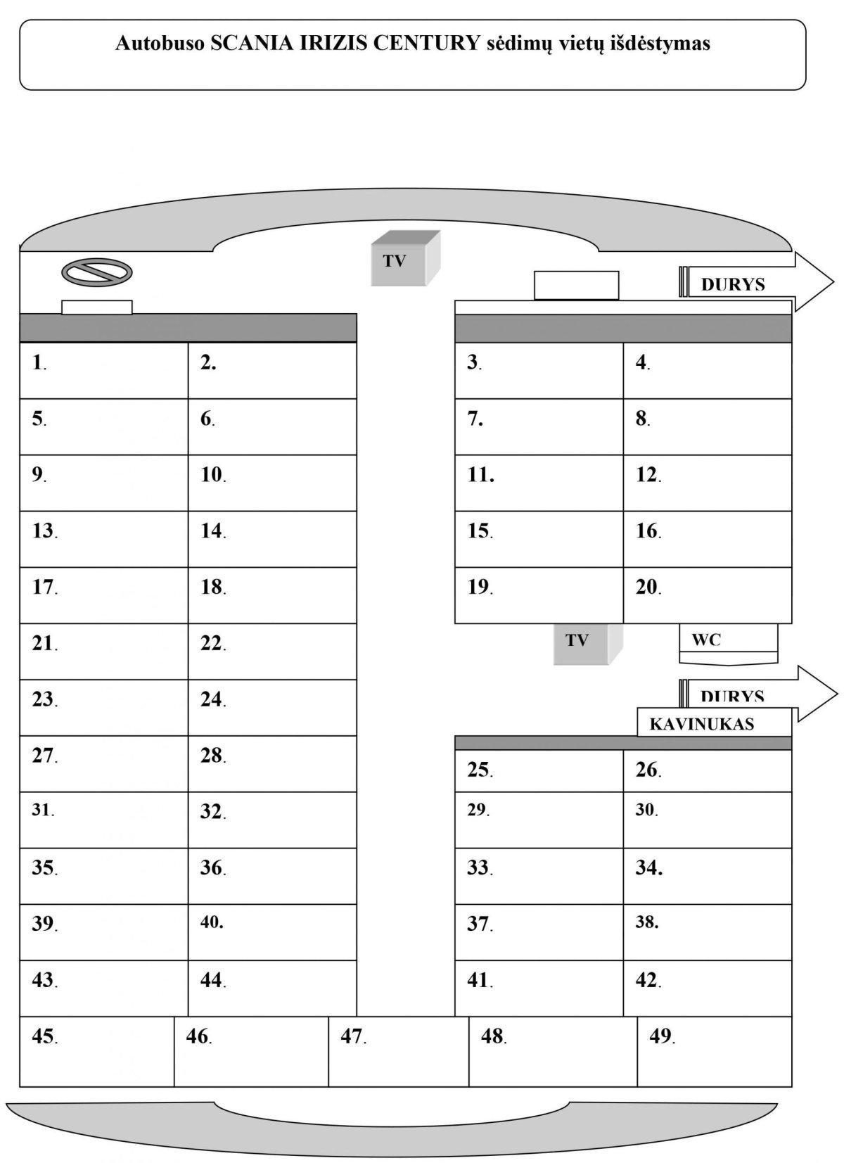 Автобус Неоплан 51 место расположение мест схема