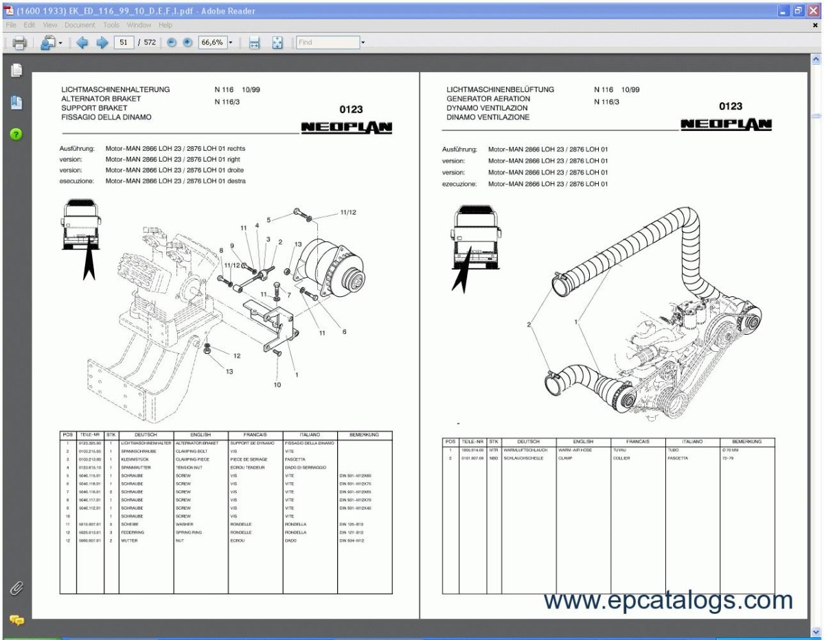Каталог запчастей man d2876